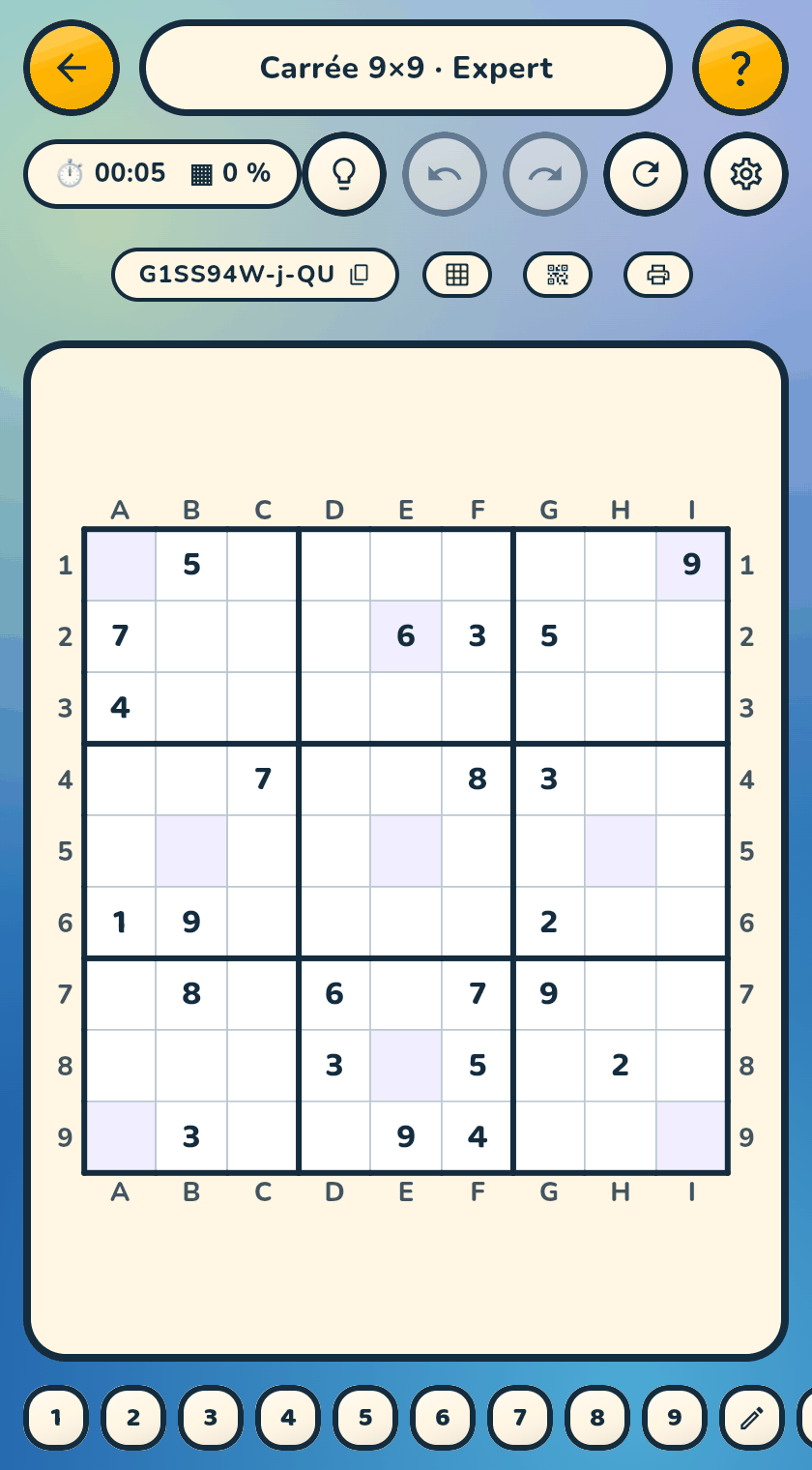 Sudoku 9×9, v němž vystínovaná políčka tvoří další skupiny